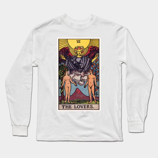 The Lovers Tarot Card Long Sleeve T-Shirt by visionarysea